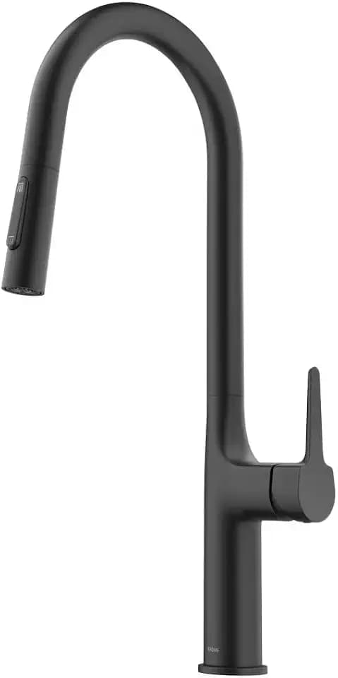 KRAUS Oletto Tall Modern Pull-Down Single Handle Kitchen Faucet in Matte Black, KPF-3101MB