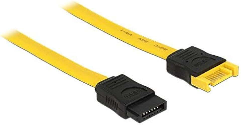 2x Original DeLock SATA III 6 Gb/s Verlängerung 30cm gelb im DeLock PolyBag (OVP)