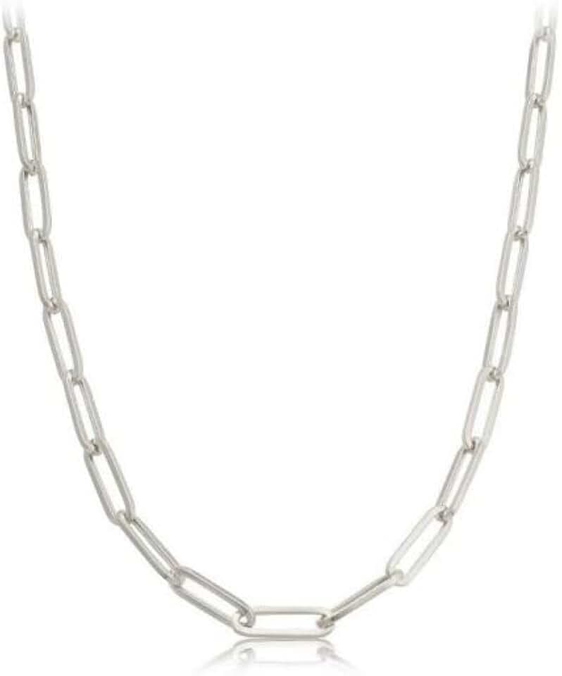 925 Sterling Silver Paperclip Chain Necklace,paperclip chain, Men Women, Made In Italy, Fine Trend Jewelry Silver and Yellow Gold 3MM 3.75MM 4.5MM 18-30