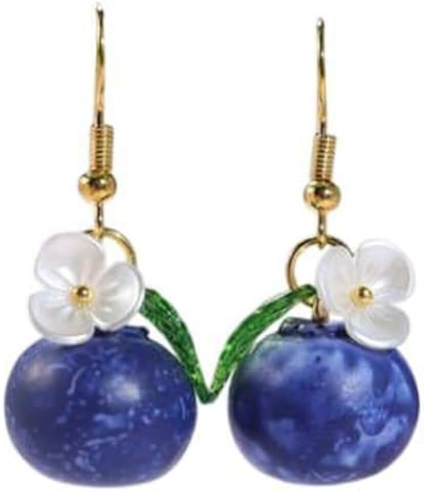 Cute Fruit Drop Earring Strawberry Lemon Blueberry Dangle Earrings Simulation Fruit Flower Cherry Tassel for Women Lightweight Jewelry