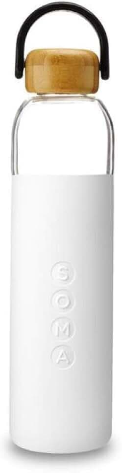 SOMA by Full Circle 25oz Glass Water Bottle with Silicone Sleeve, White