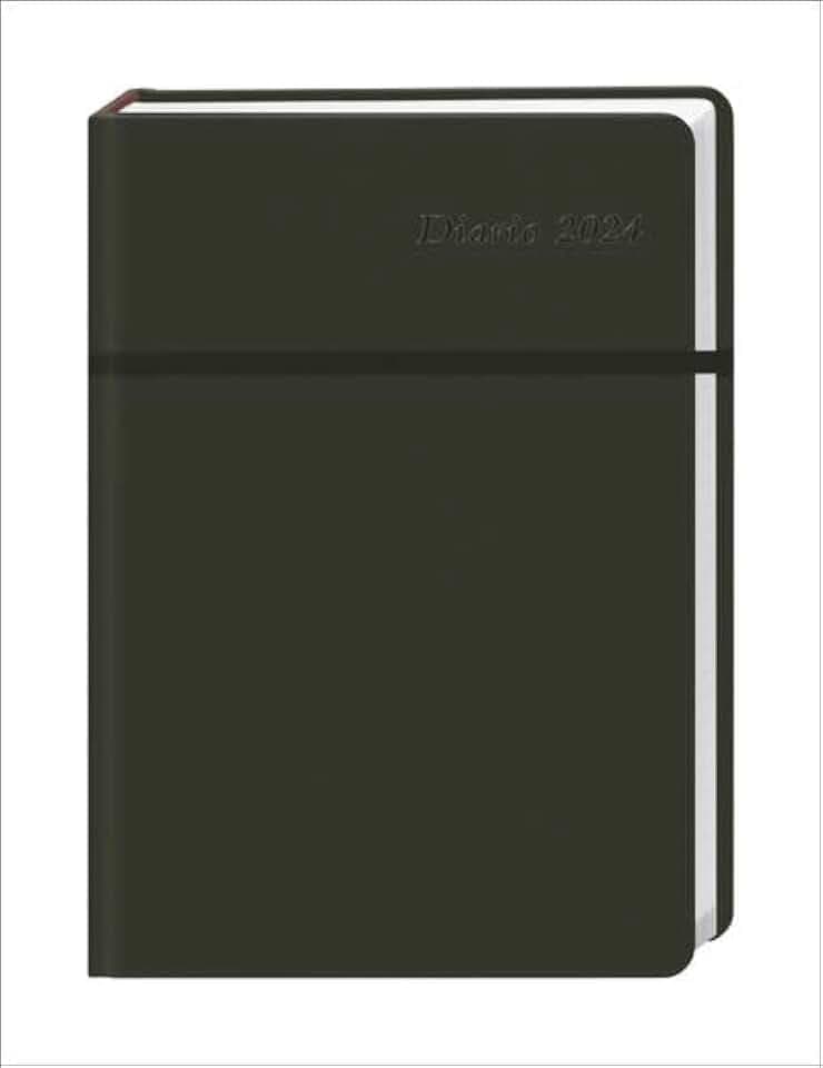 Diario Wochen-Kalenderbuch A6. Schwarzer Terminkalender 2024. Buch-Kalender mit Lesebändchen und Gummiband. Taschenkalender zum Planen von Terminen.