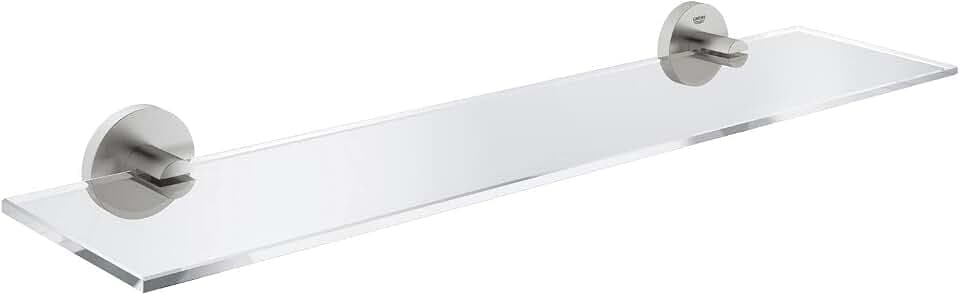 GROHE Start - Glasablage (Stichmaß 380mm, Material: Glas/Metall, verdeckte Befestigung, zum Kleben oder Bohren), supersteel, 41202DC0