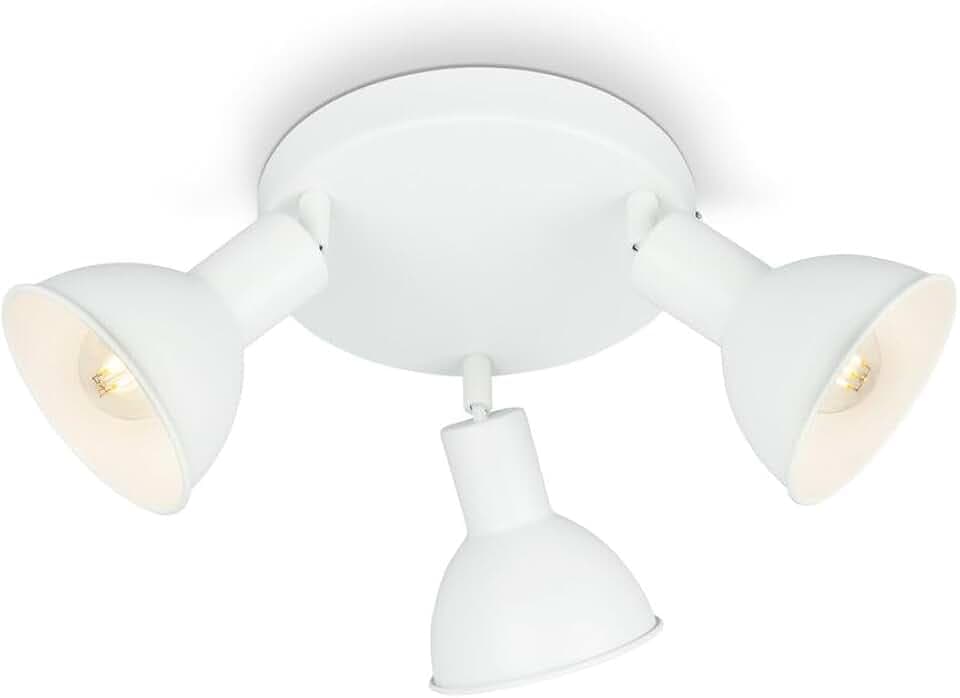 BRILONER Leuchten – Retro Deckenlampe, 3-flammige Retro Deckenleuchte, Deckenspot E14, Verstellbar, Weiß, 190 x 140 mm, 2674-036