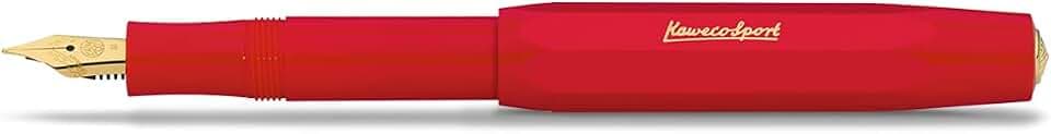 Kaweco CLASSIC SPORT Füllhalter Red mit vergoldeter Edelstahlfeder und Iridiumspitze für Tintenpatronen I Füllfederhalter 13 cm I Füller in Rot I Federbreite: EF (Extra Fein)