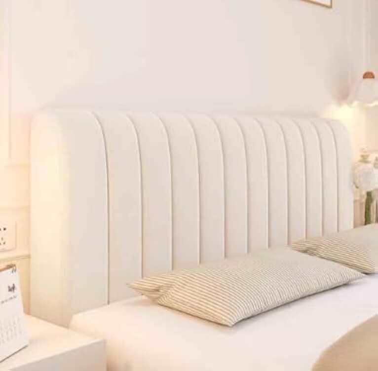 Hearda Bett Kopfteil Bezug 180 cm, Beige Gesteppter Verdicken Kopfteilbezug Mit Füllung, Staubdichte Dehnbare Betthusse Kopfteil, Headboard Cover Waschbar