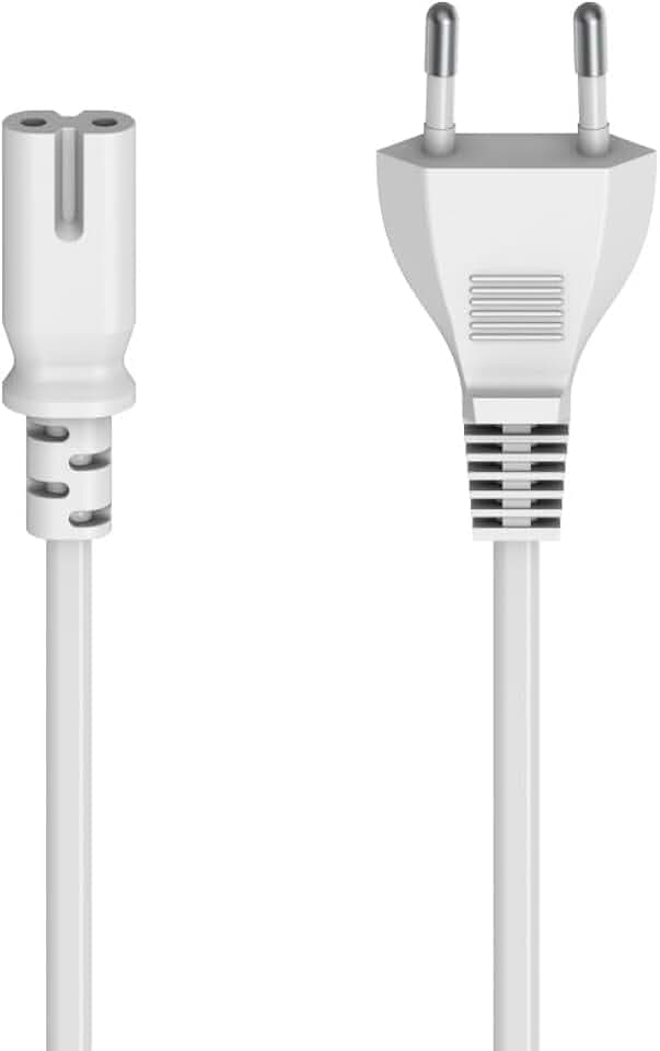Hama Netzkabel 2 polig, Eurostecker, 1,5m (Doppelnut/C7, 2 Pin, Stromkabel, Netzkabel Eurostecker, Gerätekabel, Ersatzkabel, für Drucker, Netzteile, Fernseher, Radio, Kassettenrekorder etc.) weiß
