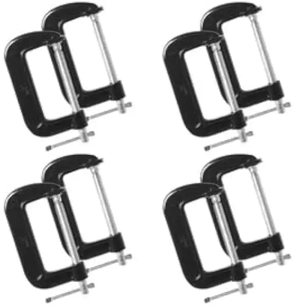 Storystore 2 Inch C Clamps Set, 8 Pack Heavy Duty Steel C Clamp for Brake Caliper, Small Iron C-Clamps for Woodworking, Welding and Building
