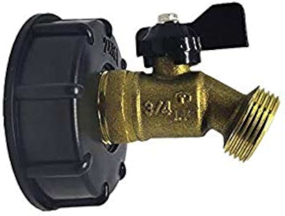 IBC Adapter, 1000 Liter Tankadapter IBC Tankadapter S60X6 auf Messing Gartenhahn 1,9 cm Gewinde-Stil für Hausgarten Wasseranschlüsse