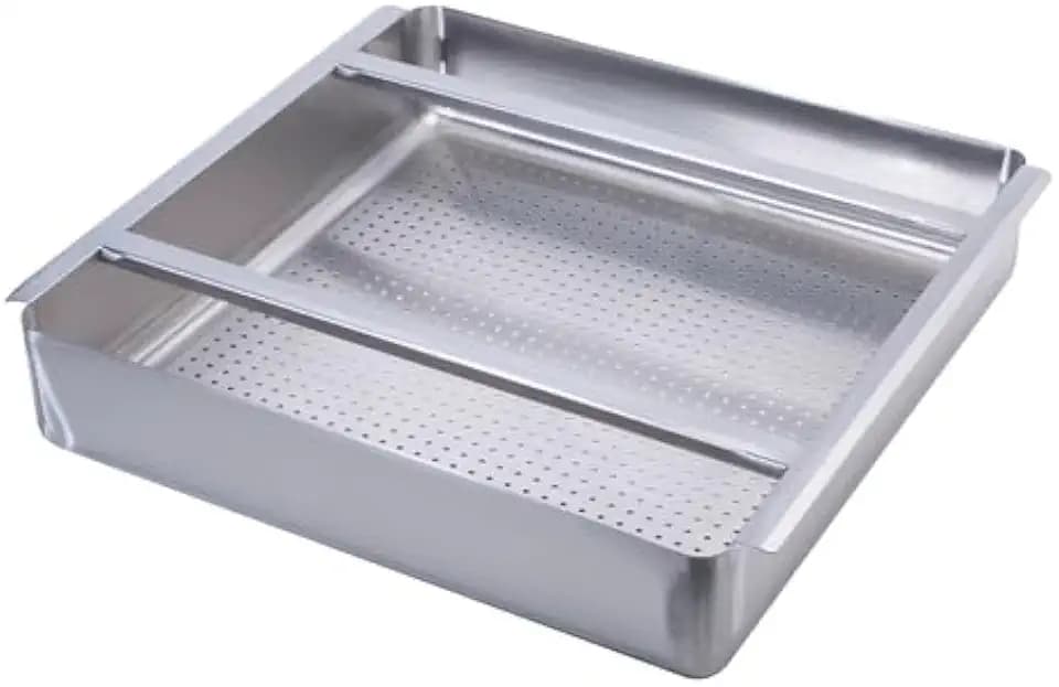 FSE 373-KR-30-150 Dish Table Sink Strainer, 20" x 20" Pre-Rinse Drain Basket, 4" Deep Commercial Drain Strainer, 18-Gauge Stainless Steel, Heavy-Duty Restaurant Sink Accessory for Foodservice Use