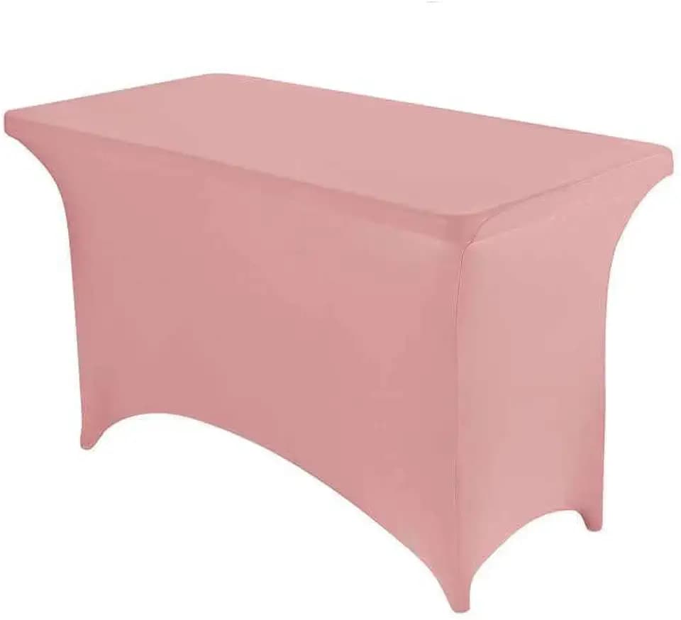 Peomeise 4FT Spandex Table Cover Rectangular Stretch Spandex Tablecloth (Dusty Rose,4FT)
