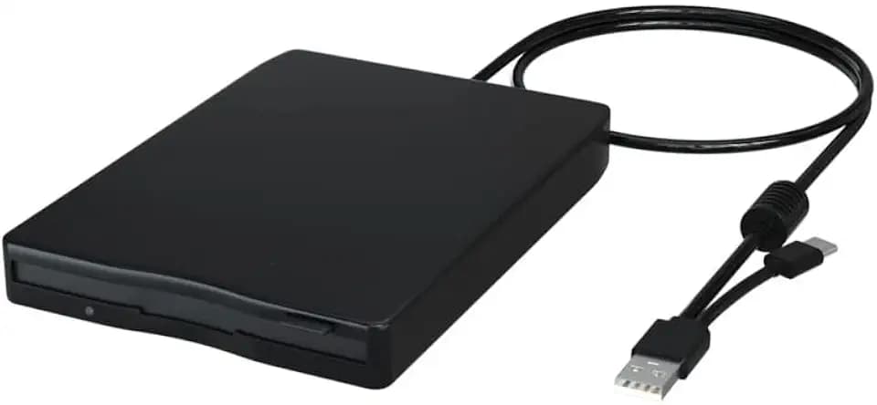 External Floppy Disk Drive USB 2.0/USB-C 2-in-1, Portable 3.5 inch Floppy Drive for PC Laptop Desktop, Plug and Play No Driver for Windows 11/10/8/7 - Read/Write 1.44 MB FDD