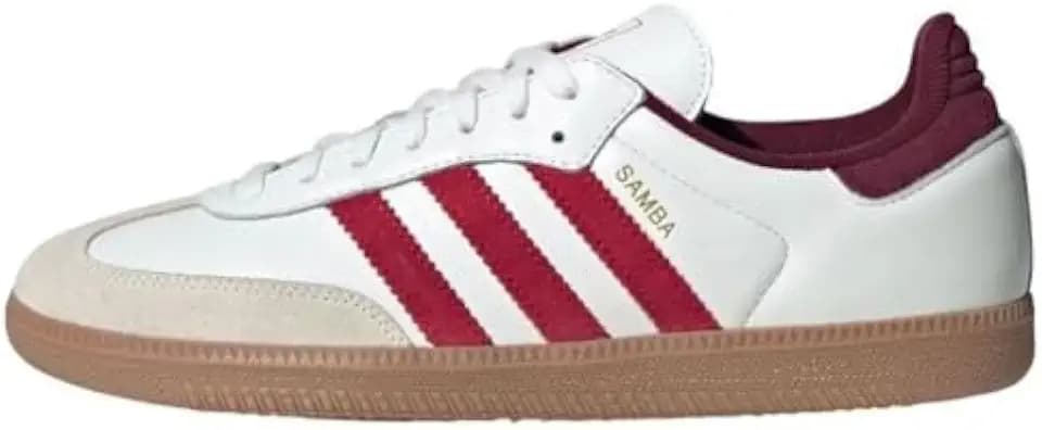adidas Samba OG Men's Shoes, Core White/Better Scarlet/Shadow Red, Size 7.5