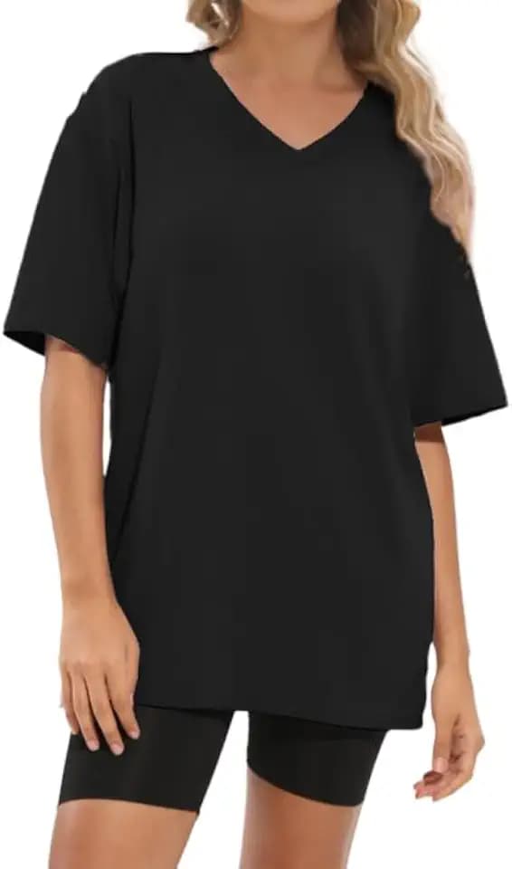 Kinglaman 4 Pack Oversized Tshirts for Women, Short Sleeve Drop Shoulders Plus Size Baggy Dry Fit T Shirts Tops Tees for Casual or Athletic 1 Black 1 White 1 Dark Pink 1 Khaki 3X-Large