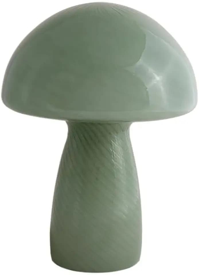 Urban Lifestyle 12" Green Striped Glass Mushroom Lamp, Modern Retro Table Lamp for Bedroom, Living Room, or Office Décor