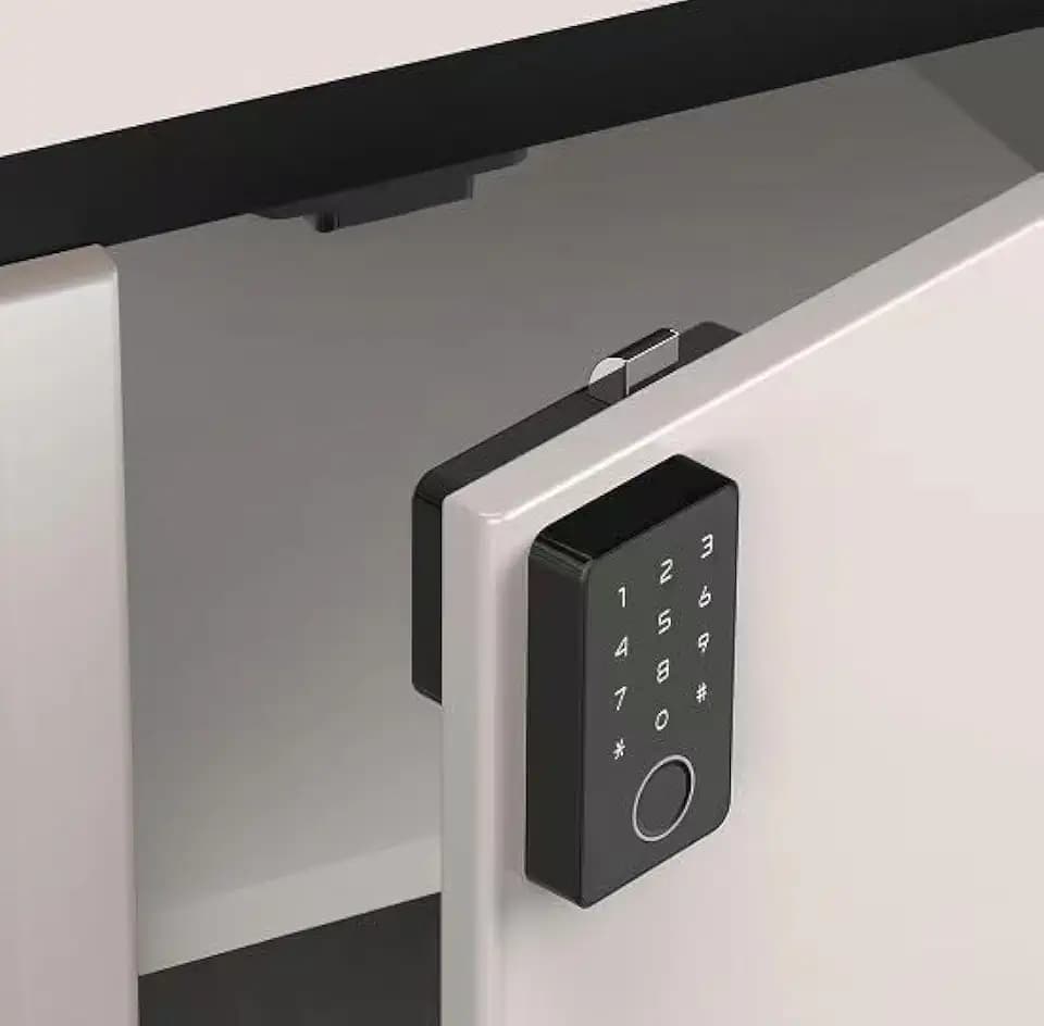 Smart Fingerprint Drawer Lock Cabinet Lock Work with Tuya/Smart Life APP Bluetooth Electronic Keyless Sensor Locks with 10pcs 13.56Mhz IC Mixed Key,Support APP/Password/IC Card/Fingerprint Unlock