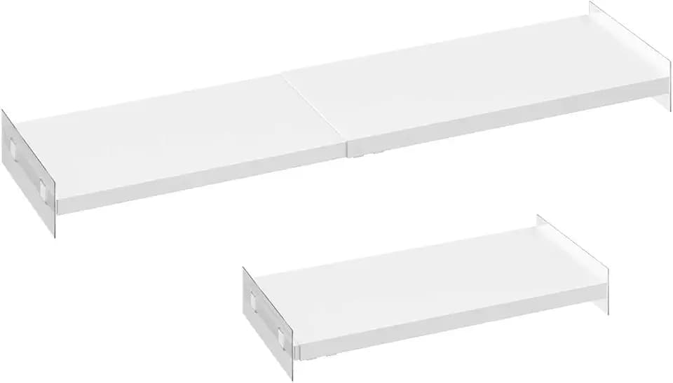 Expandable Closet Organizer Shelves, Adjustable Metal Storage Shelves Divider for Wardrobe Cupboard Kitchen (2 Pack, W:7.87" x L: 17" to 31")