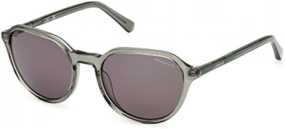 GANT GA7224 Herren Sonnenbrille, Leichte Lässige Sonnenbrille, Runde Linse, Grüne Gläser, Glänzendes Dunkelgrün
