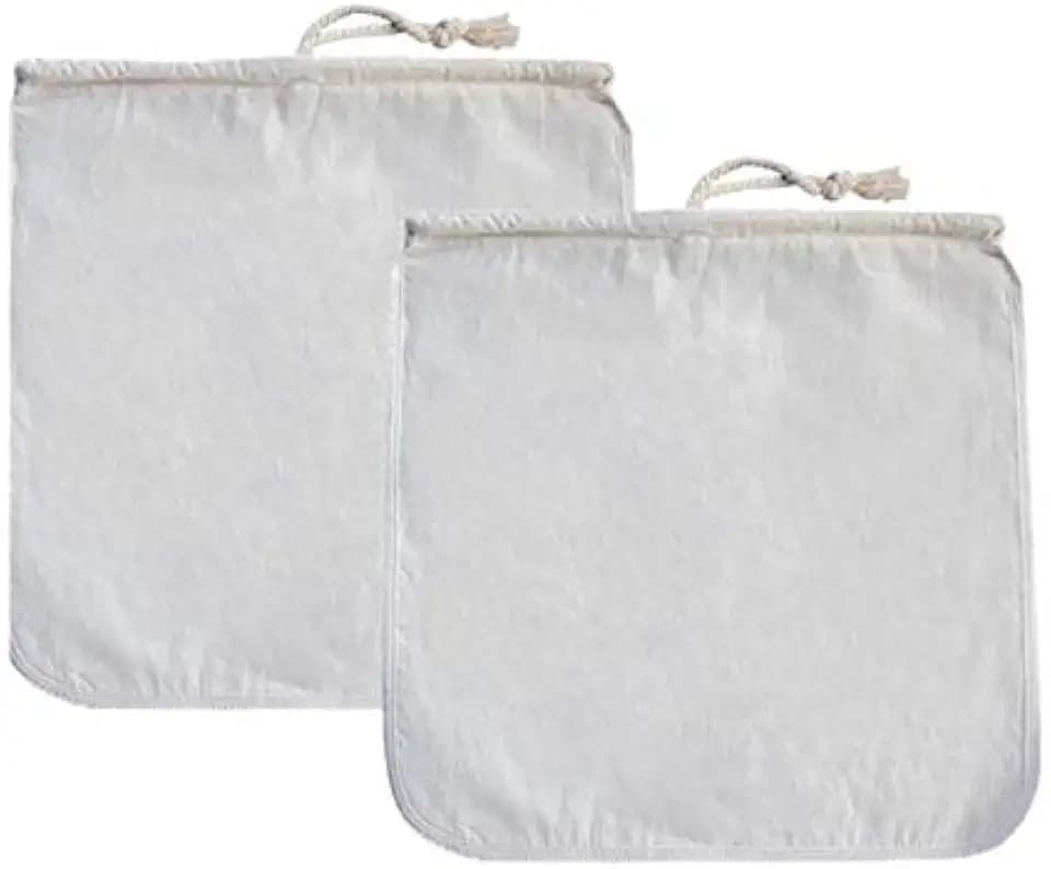 2 Pack Mandel Nussmilchbeutel Käsetuch Filterbeutel, Passiertuch, Filtertuch Mandelmilch, Vielseitiges Waschbar Dauerhaft Nylon Filter Cloth, für Nussmilch, Fruchtsaft, Sojamilch, Kaffee
