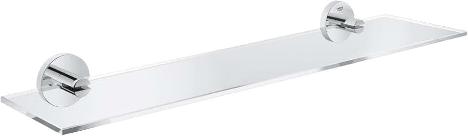 GROHE Start - Glasablage (Stichmaß 380mm, Material: Glas/Metall, verdeckte Befestigung, langlebig),chrom, 41202000