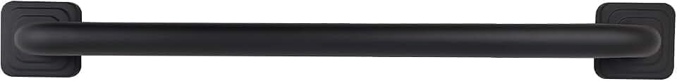 18-Inch Monarch Designer Grab Bar with Square Flanges, Matte Black Stainless Steel