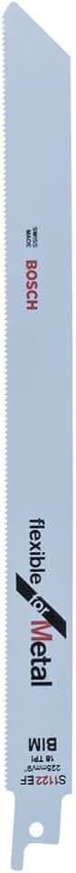 Bosch Professional 2 Stück Säbelsägeblatt S 1122 EF Flexible for Metal (für Metall, 225 x 19 x 0,9 mm, Zubehör Säbelsäge)