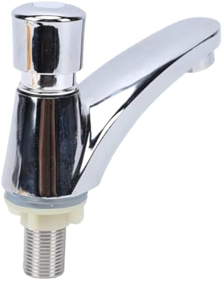 Kaltwasserhahn Gäste Wc,Wasserhahn Selbstschließend,Druckknopfhahn,Robinet Lave Main Eau Froide,Selbstschließender Wasserhahn,Öffentliche Küche,Badezimmer,Verchromt,Selbstschließend,Wassersparend,Zeit