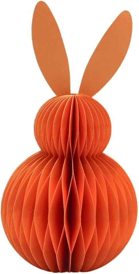 Dekohelden24 Großer Deko Honeycomb, Papier Honeycomb, Wabenhase aus Seidenpapier, Osterhase aus Papier/Pappe in Orange, magnetisch, Lieferumfang 1 Stück, L/B/H 11 x 11 x 20 cm.