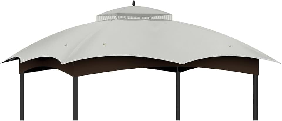 10x12 Gazebo Canopy Replacement Top Cover for Allen Roth, Gray
