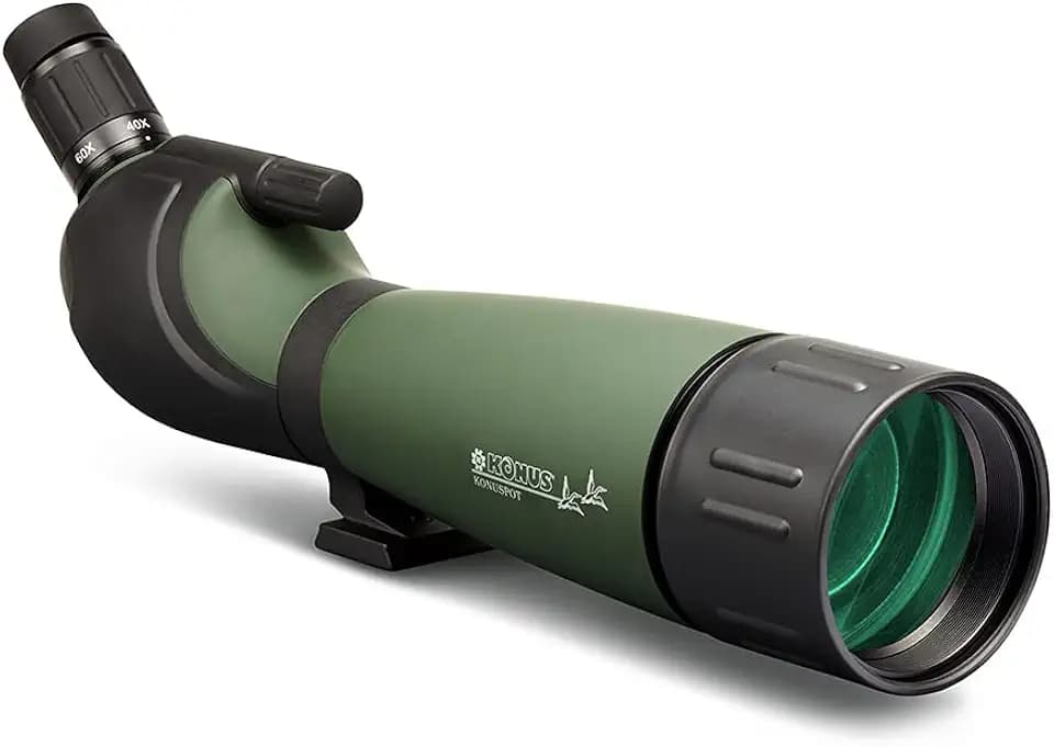 KONUS | KONUSPOT-80 Jagd- und Schießspektive, ideal für die Vogelbeobachtung in der Dämmerung, Zoom/Durchmesser 20-60x80, ausgestattet mit Tischstativ und Smartphone-Halterung