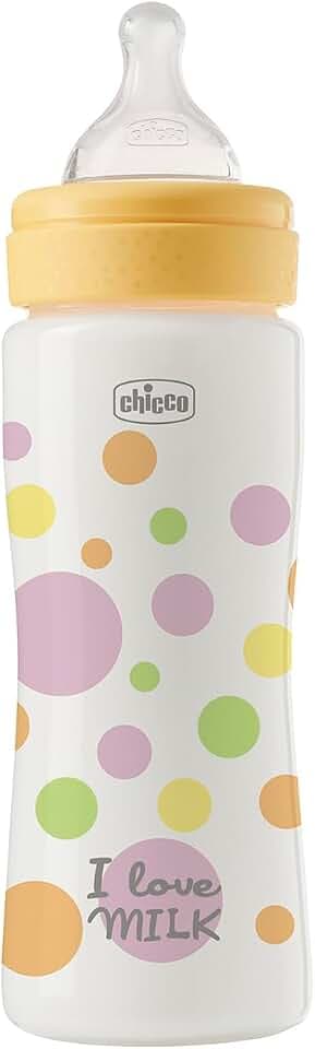 Chicco Perfect Easy Fast Flow-Flasche, mit Physio-Sauger aus weichem Silikon und Soft Sense-Finish, Anti-Kolik, reduziert Aufstoßen und Reizbarkeit, 330 ml Kunststoffflasche, ab 4 Monaten, Mädchen