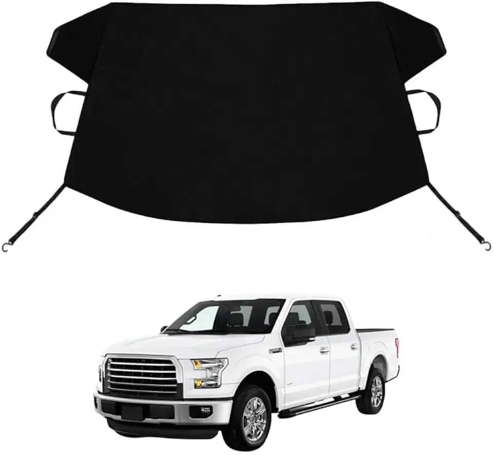 F150/250/350/450 Custom Windshield Cover for Ice and Snow Fo-rd F150/250/350/450 Heavy Duty 600D Oxford Fabric Windshield Protector Fit Waterproof Hail Frost Cover Winter Car Accessories