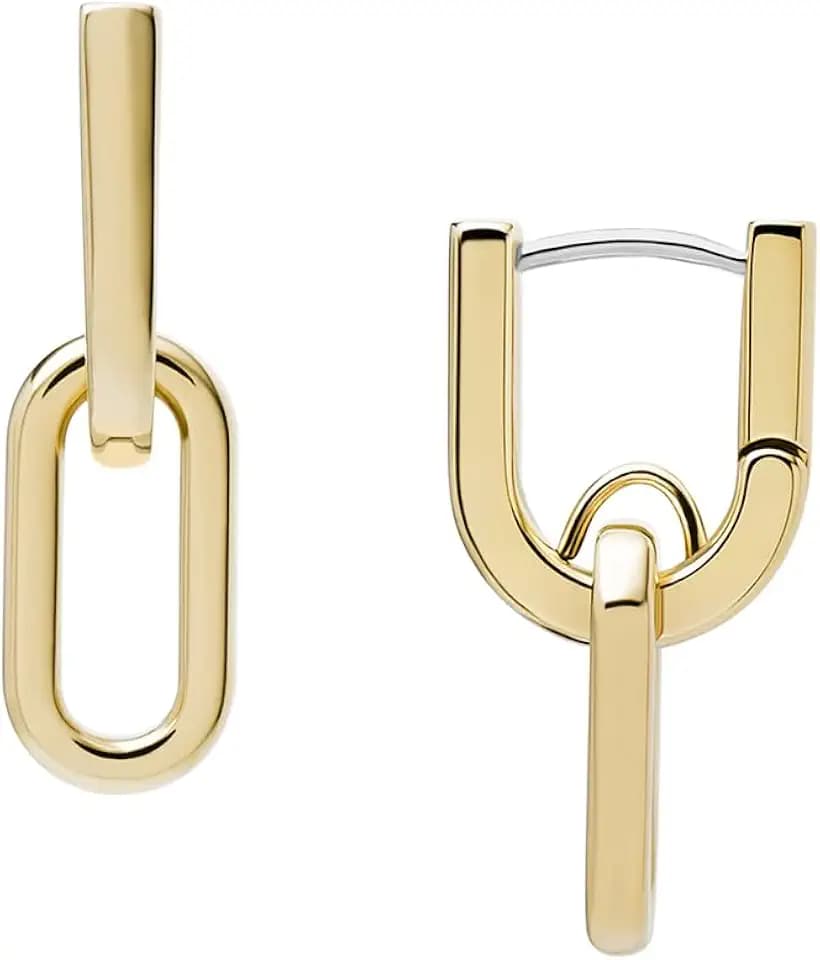 Fossil Damen Goldfarbener Edelstahl mit Ringverschluss Ohrringe