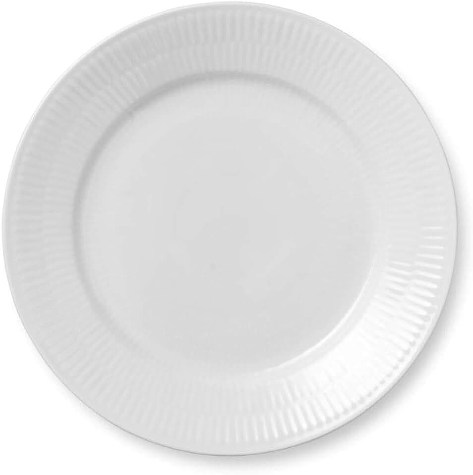 Royal Copenhagen White Fluted Teller aus Porzellan in der Farbe Weiß, Durchmesser: 22cm, 1017403