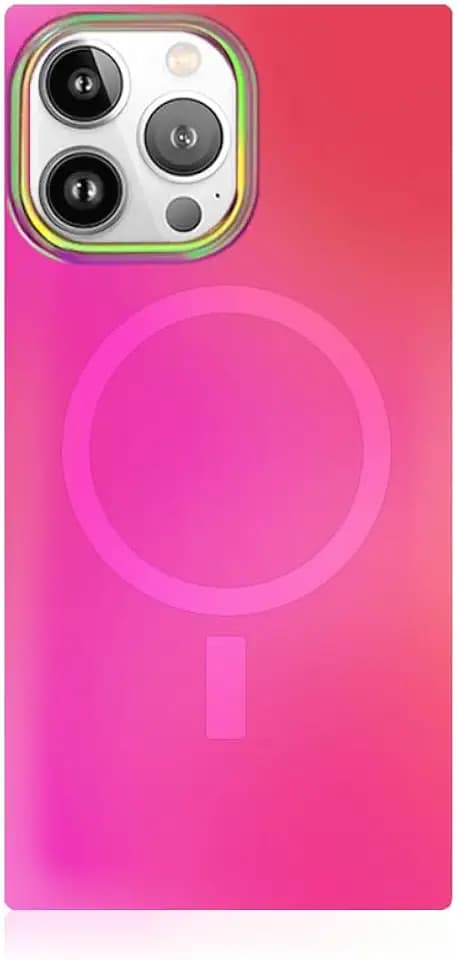 Flaunt Official Square iPhone 15 Pro Case - Pink Iridescent Satin