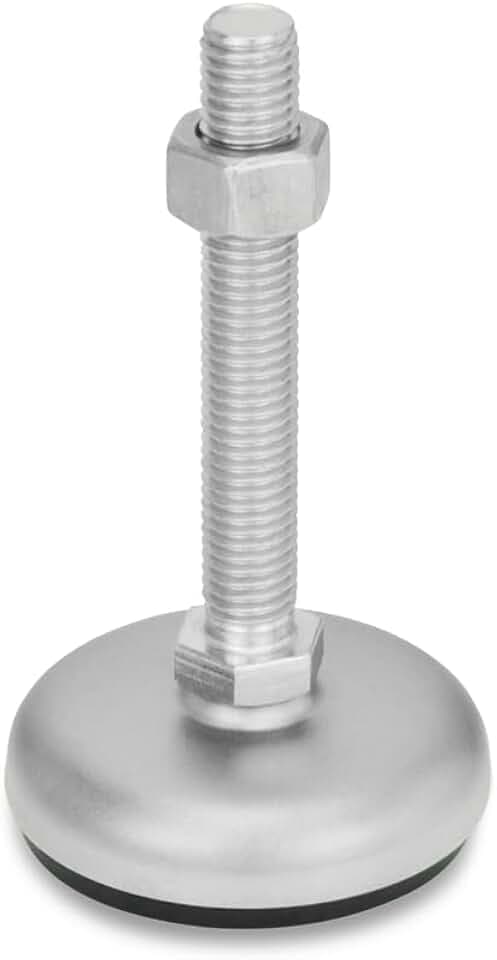 Ganter Normelemente | Edelstahl Stellfüße | mit Gummiauflage, schwarz | Spindel M8x40 | Fuß 50mm | GN 31-50-M8-40-B1-SK