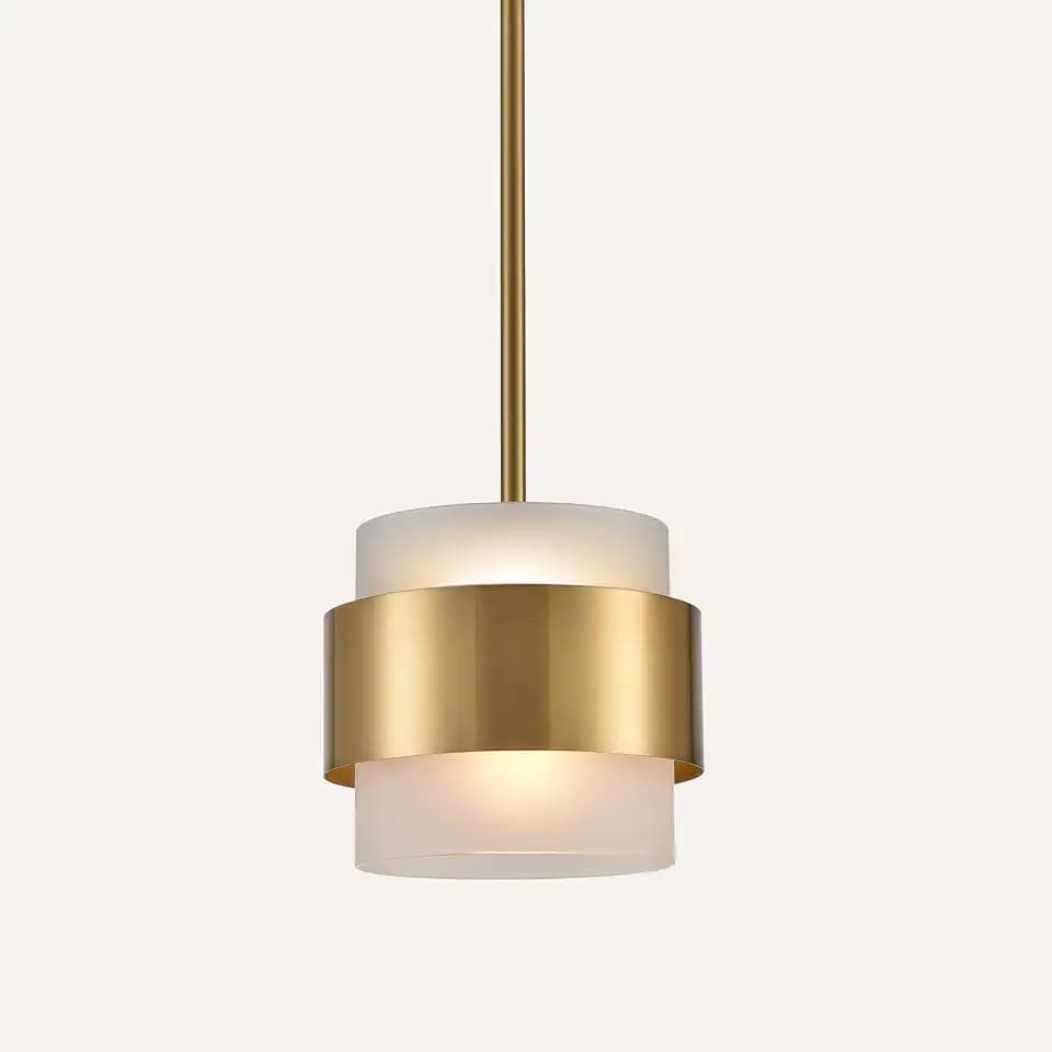 CLAXY Gold Pendant Light mini Hanging Lights with Frosted Glass Shade