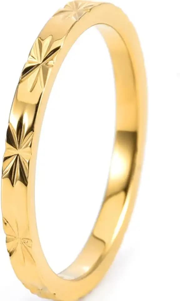 Jude Jewelers 2mm Stainless Steel Carved Flower Pattern Stacking Wedding Band Ring
