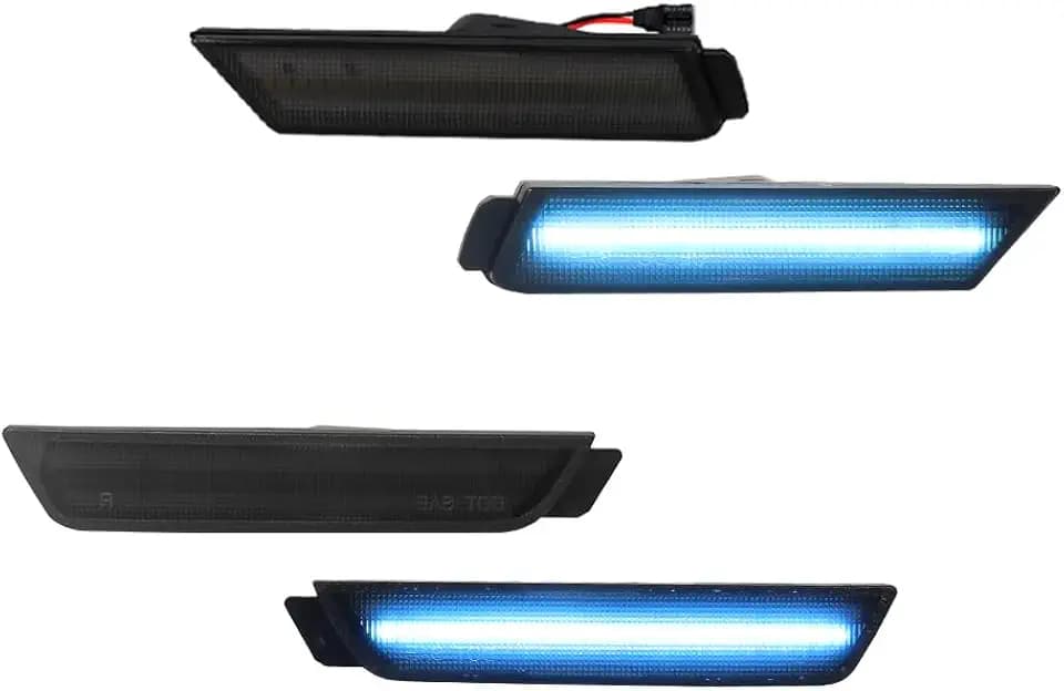 For 2010 2011 2012 2013 2014 2015 Chevrolet Camaro Front Rear Bumper Side Marker Lights Smoked lens ice blue Led Lights 4 pcs