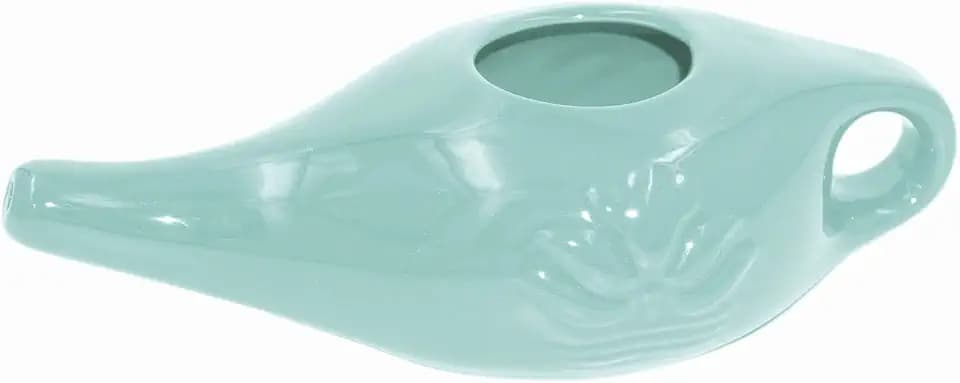 Neti Pot Nasenspülkännchen aus Keramik, 250 ml – spülmaschinenfest, bleifrei, lebensmittelechte Glasur | zur schonenden Nasenspülung & Befeuchtung der Nasengänge | Türkis | Biebri