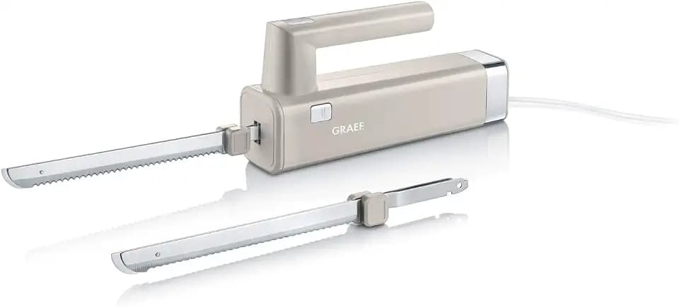 GRAEF. Elektromesser EK508, taupe, elektrisches Brotmesser für die Küche, elektrisches Fleischmesser, Torten, Brot oder gefrorenes Fleisch schneiden, austauschbare Klingen