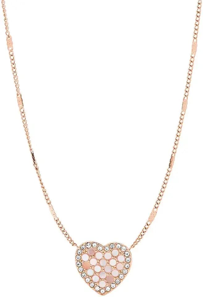 Fossil Damenkette Val Mosaic Heart Edelstahl roségoldfarben, JF03164791