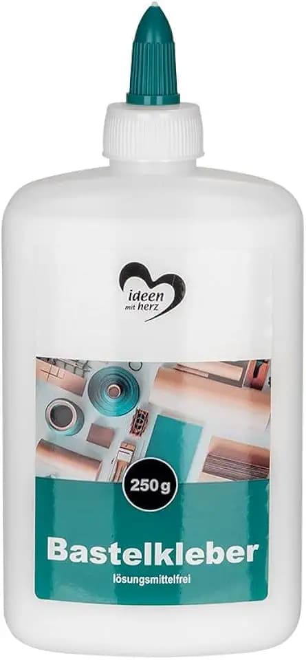 Ideen mit Herz Bastel-Kleber | flüssig Leim | auf Wasserbasis | lösungsmittelfrei | trocknet transparent | geeignet für Kinder | ideal für Holz, Papier, Fotos, Filz, Pappe, Textilien (250 ml)