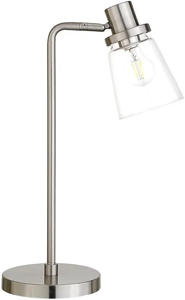 Granville 21" Tall Table Lamp with Glass Shade in Brushed Nickel/Clear