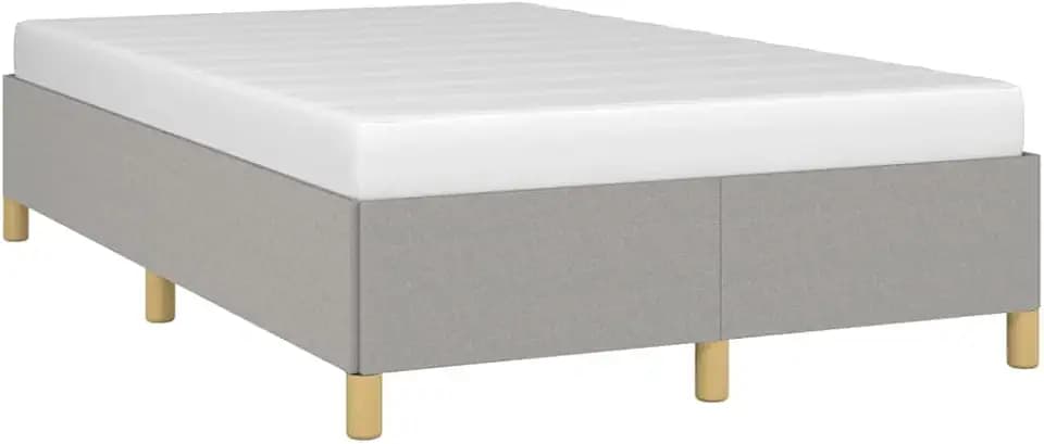 vidaXL Polsterbett, Bett Bettgestell mit Lattenrost, Schlafzimmerbett Doppelbett mit Stützbeinen, Bettrahmen Schlafzimmermöbel, Hellgrau 120x200cm Stoff