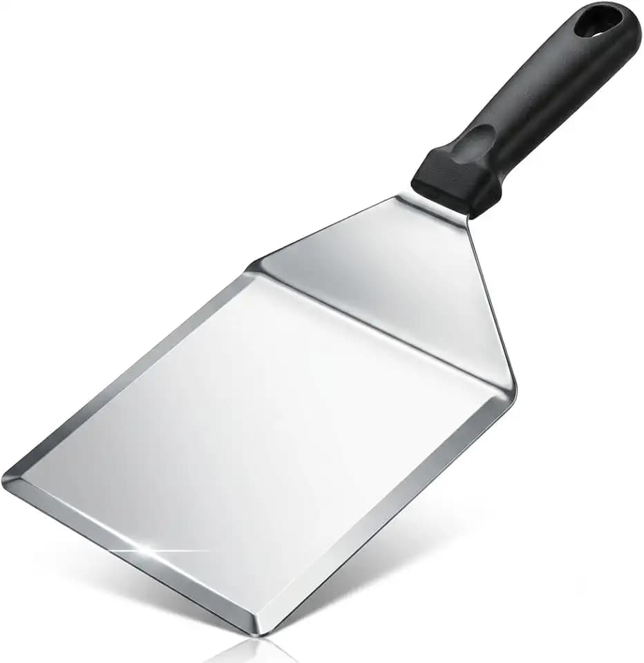 Extra Wide Hamburger Spatula Turner, Large Metal Spatula Heavy Duty Stainless Steel Spatulas Turner Flipper Beveled Edges for Skillets, Grills, Pancake Flipper, Smash Burgers, 6 x 5" Blade