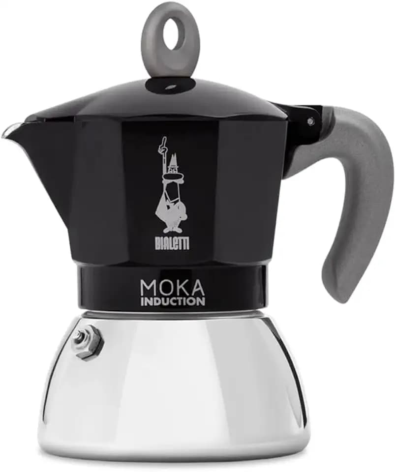 Bialetti - Moka Induction, Moka-Kanne, Geeignet für Alle Herdarten, 2 Tassen Espresso (100ml), Schwarz