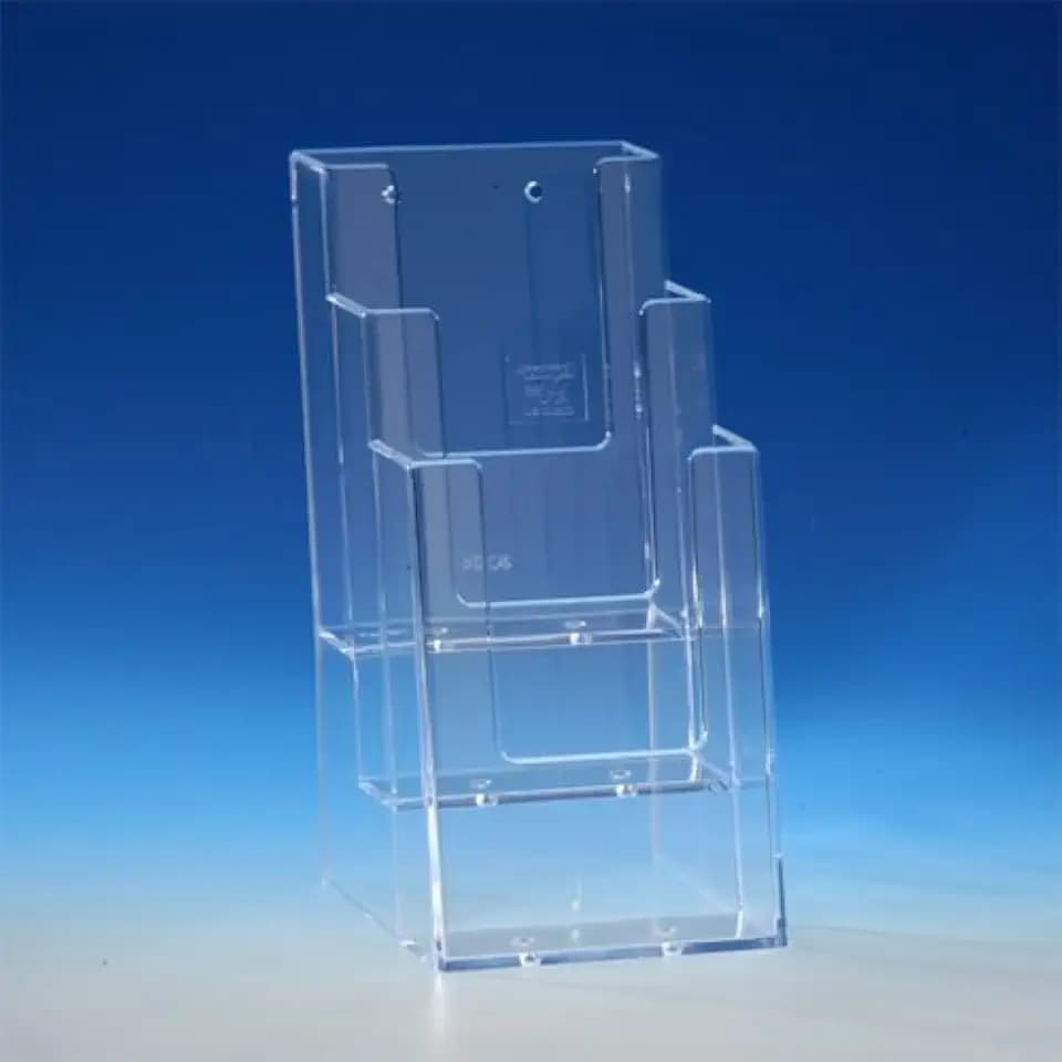 TAYMAR 1/3 A4 (trifold) Tisch-Prospektständer, Flyerständer, Prospekthalter, 3 Fächer (Innenmaß: 10.1 cm) optionale Wandmontage