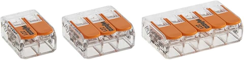 Wago - Blisterpackung mit 40 automatischen Verbindungsklemmen, 2,3 und 5 Eingängen S221 (20-2 Wege Terminal; 15-3 Wege Terminal; 5-5 Wege Terminal)