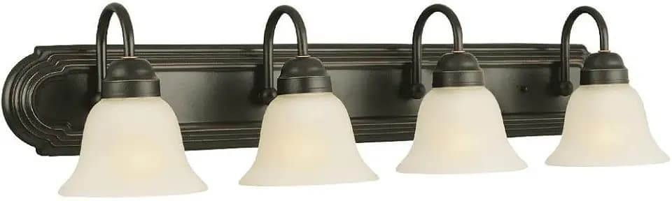 Allante 4-Light Vanity Light, Oil Rubbed Bronze Finish, Frosted Glass Shades, Dimmable, Bathroom Wall Fixture – Design House, 506626